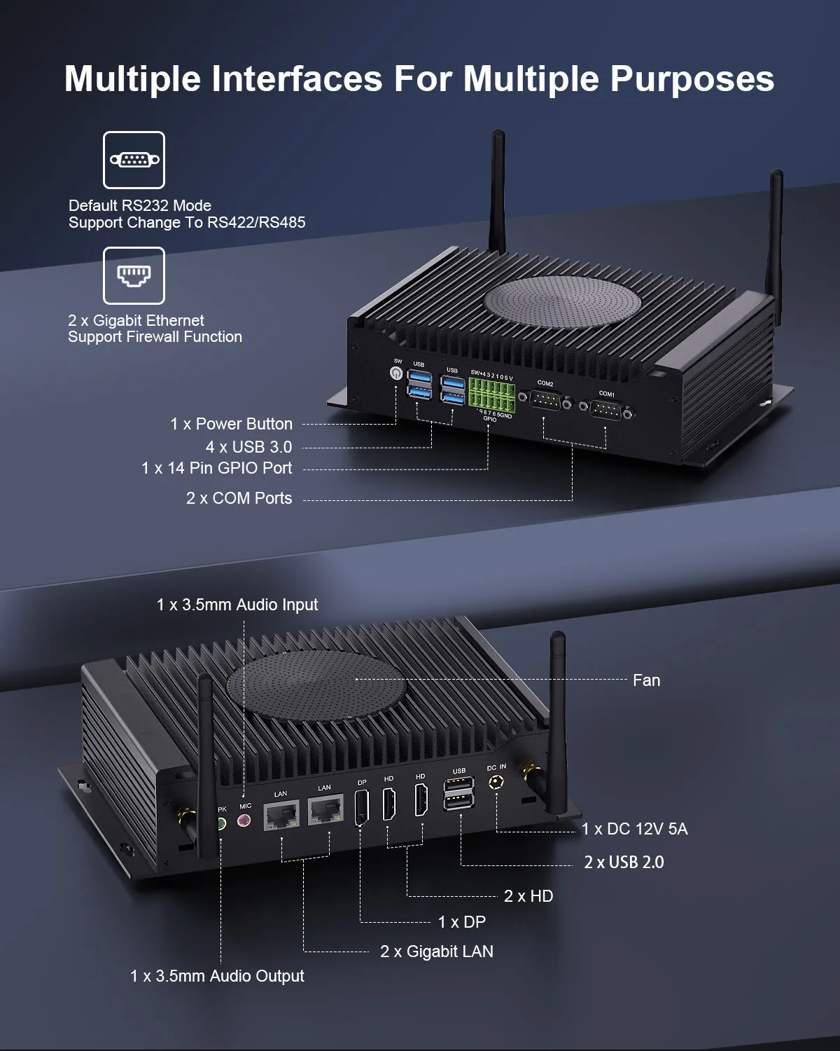 HYSTOU Ventilador de computadora Modelo Compacto industrial Refrigeración Extrema Mini PC Box Windows 11 Intel Core CPU i5 8260U envío gratis