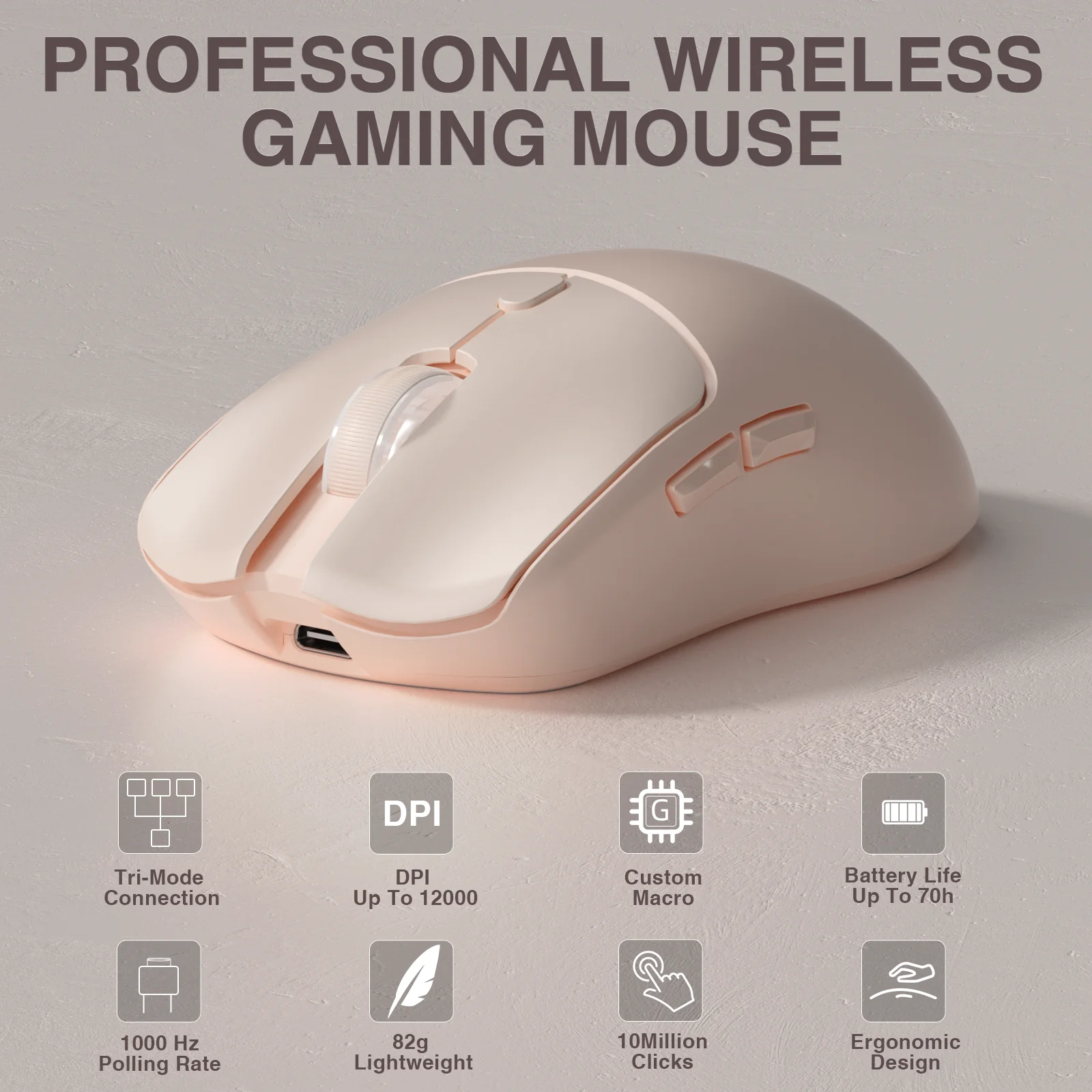 AULA SC580X Gaming Mouse 12000 DPI Wireless Bluetooth Mice Macro Software 7 Buttons 1K Polling Rate Ergonomic Mouse