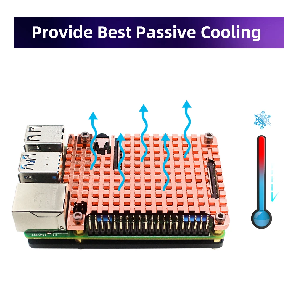 Raspberry Pi 4 dissipatore di calore in rame puro custodia in metallo guscio di raffreddamento passivo custodia in rame da 4mm per Raspberry Pi 4 modello B 4B