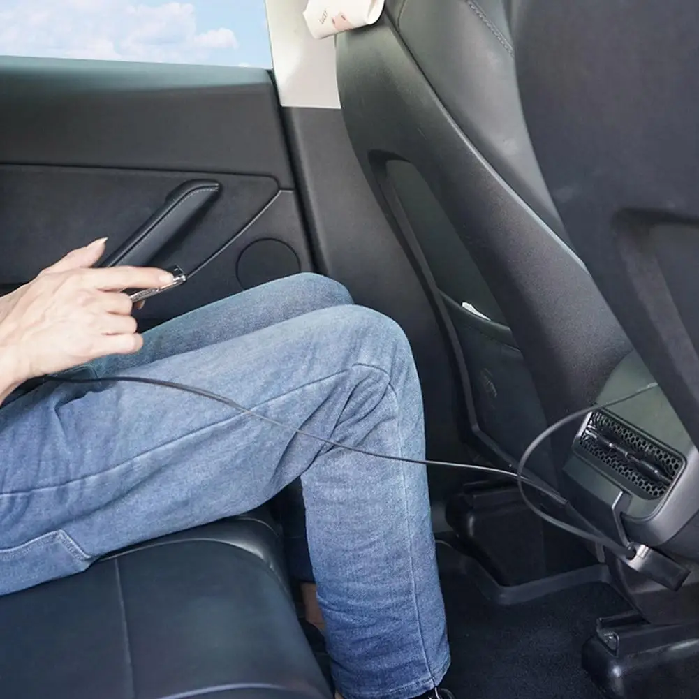 Retractable Cord Car Phone Charger Rear Air Outlet Expansion Dock For Tesla Y Expansion Cable Type-c Head Interior Acces
