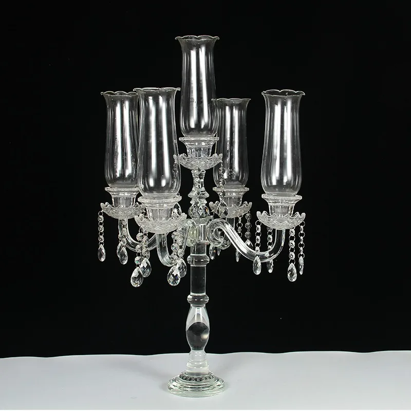 Transparent 5-head crystal candlestick home decoration romantic dinner