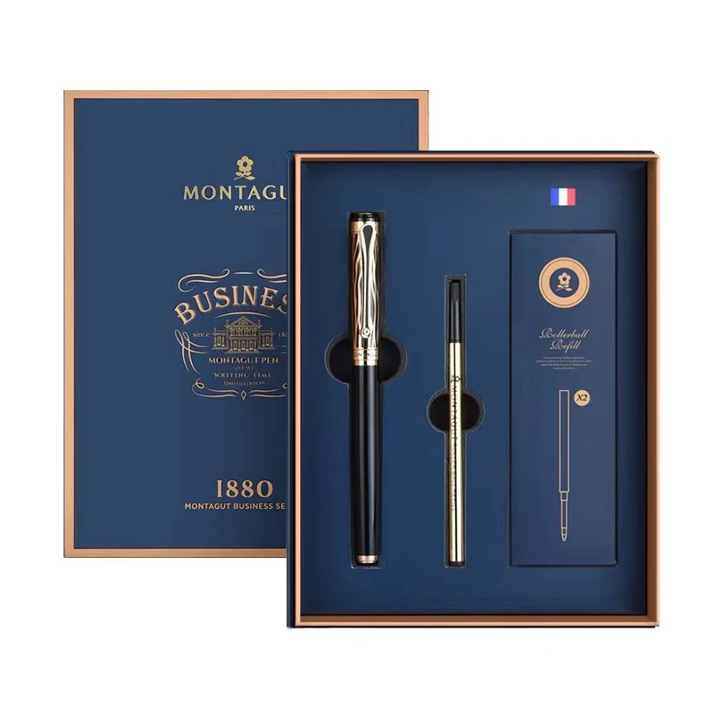 

MengTeJiao 816 Luxurious Golden Black & Golden Classique Jewel Trim Iridium Roller Ball Pen For Office School Home Writing Gift