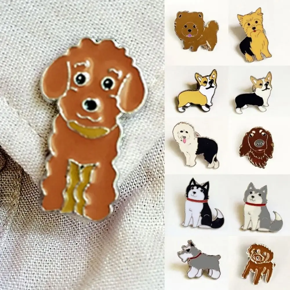 Accesorios de ropa, broche de perro de dibujos animados, Animal, Bulldog, perro, alfileres esmaltados, insignia de Metal de dibujos animados de Husky divertido, abrigo