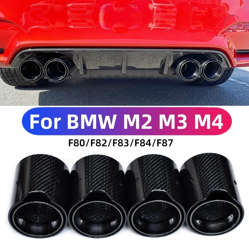 For BMW M2 F87 M3 F80 M4 F82 F83 CarMuffler Tail Pipe Upgrade 4 PCS Mperformance Carbon Fiber Exhaust Tip Dedicated