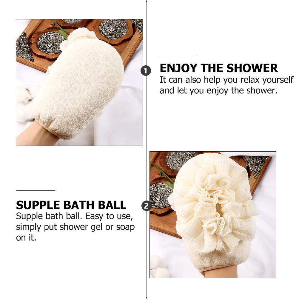 

Supple Bath Ball Back Scrubbing Glove With Hanging Rope Environmentally Friendly Shower Sponge For Family Travel Hotel Use Beige