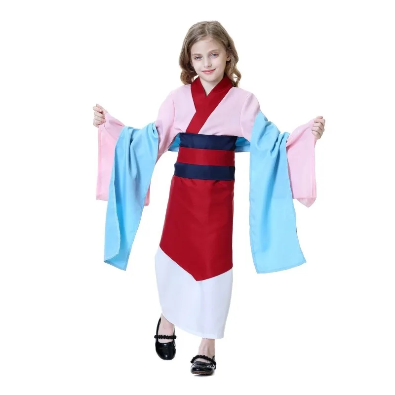 

Girl Hua Mulan Cosplay Clothes Kid Women Hero Role Play Costume Stage Performence Outfit Purim Dress for Carnival Party