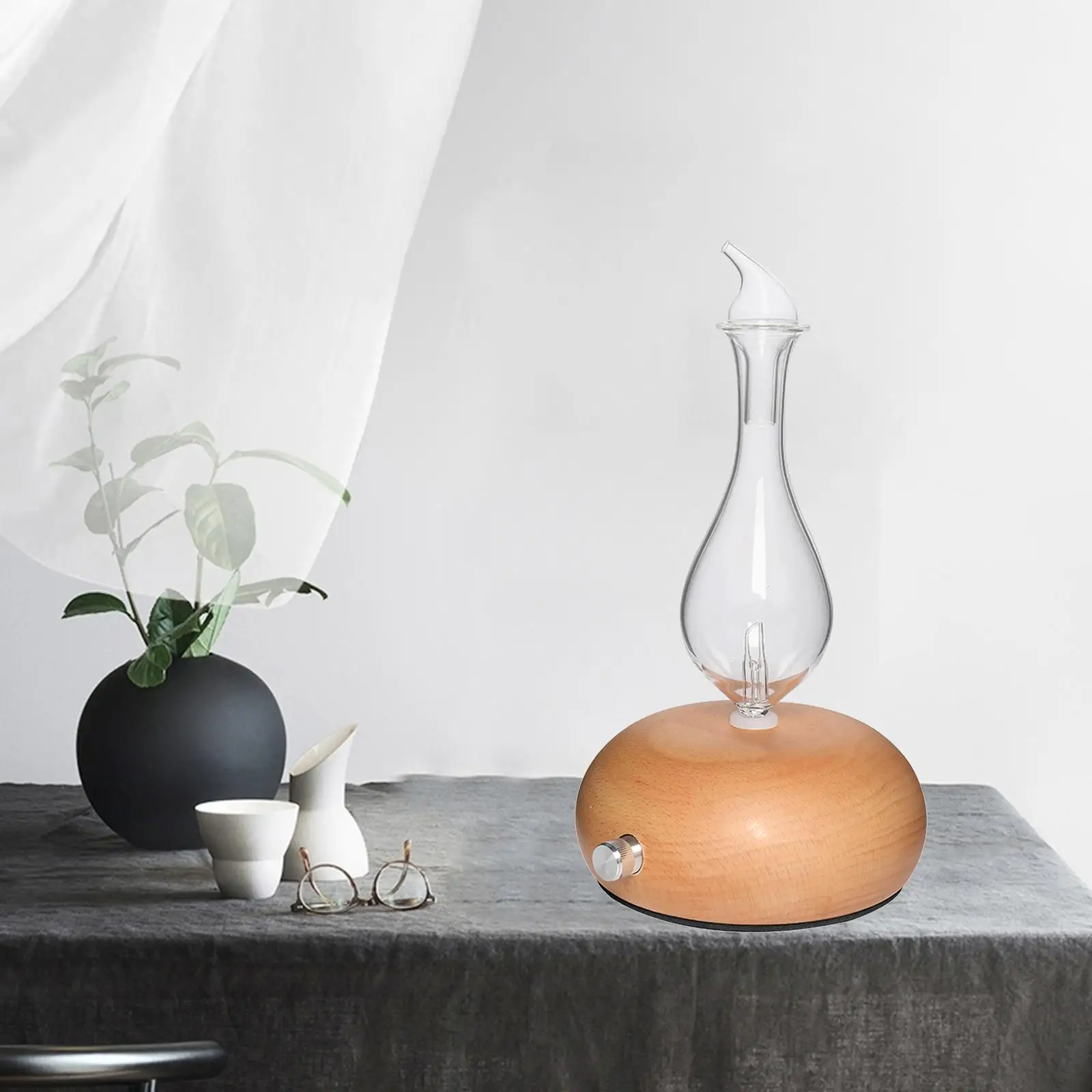 Nebulização elétrica puro óleo essencial difusor de vidro topo aroma fragrâncias atomização umidificador ar noite lâmpada para casa escritório