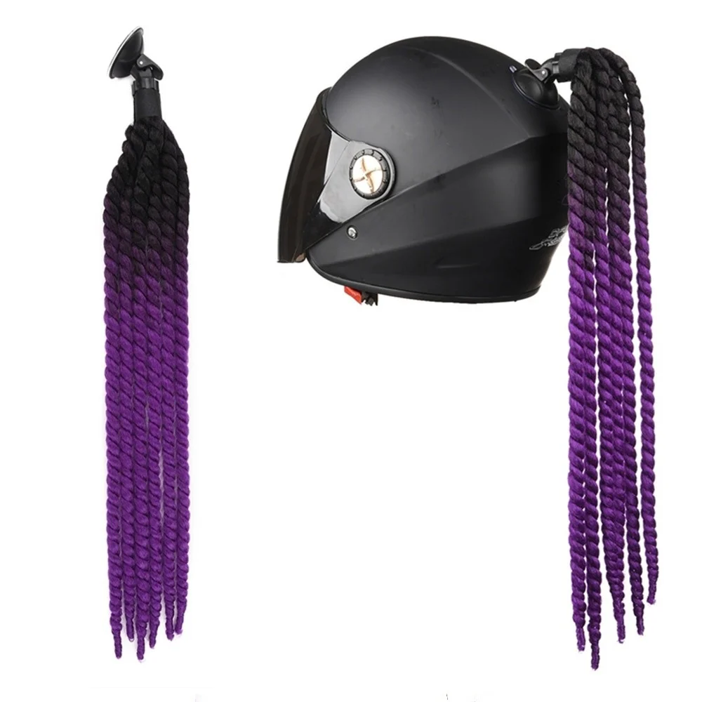 6 Vlecht Helm Vlecht Paardenstaart Pruik Vrouwen Cool Motorhelm Haar Persoonlijkheid Mode Lente Twist Vlechten Decoratie Nohelm