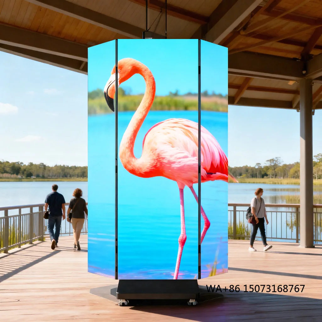 

Commercial Advertising Floor Stand Full Color Led Video Poster Wall 3 Fold Led Screen Poster on Wheels