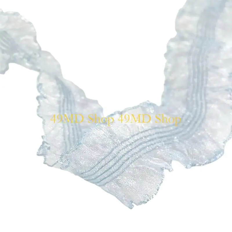 49MD 10Yards 3CM Wide Sheer Pleated Organza Ribbon, Scalloped Ruffle Polyester Fabric Ribbon For Sewing, Dress Embellishment,