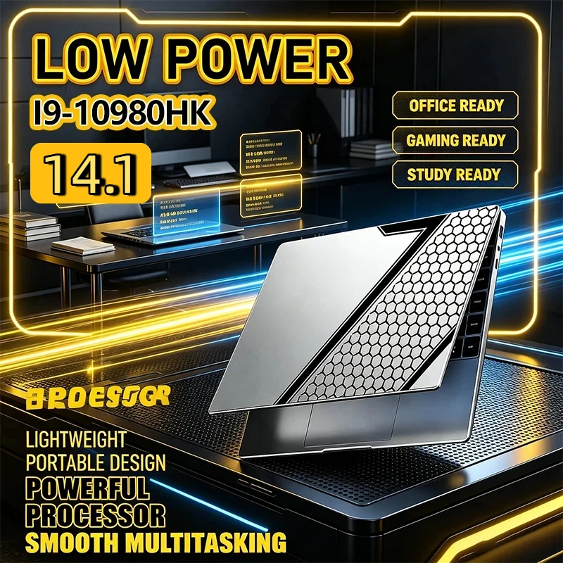 14.1IN Intel I9-10980HK Low Power Laptop Lightweight Portable Notebook Powerful Processor Smooth Multitasking for Office Gaming