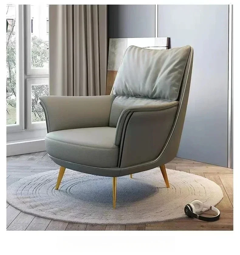 Nordic Single-Seat Sofa Chair Simple Wingback  Balcony Light Luxury Lazy Bone   Living Room Designer High-Back Chair