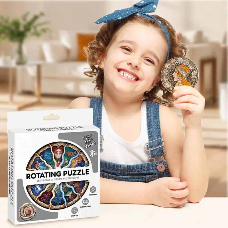 Rotierendes Puzzle, pädagogisches Puzzlespiel, Cartoon-Muster, pädagogisches Puzzlespiel für Jungen und Mädchen, lustiges Puzzle