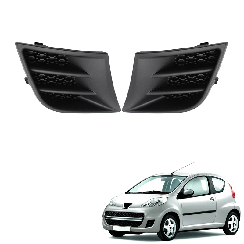 For Peugeot 107 2009-2012 Black Front Left Right Bumper Grill Grille Fog Light Cover Replacement 7422A8 7422A9