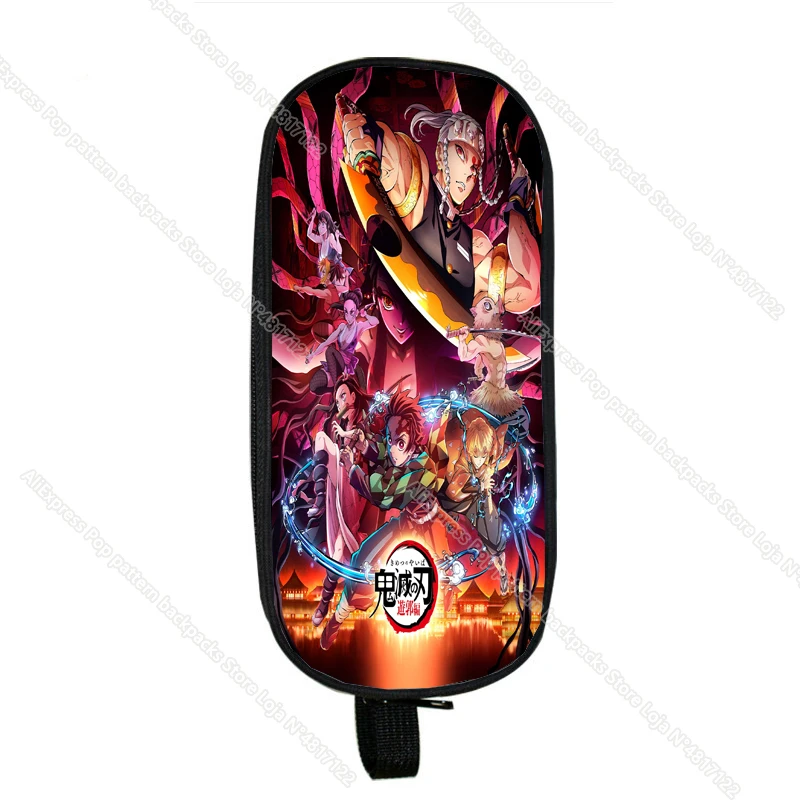 Anime Demon Slayer Kimetsu No Yaiba Pencil Case Nezuko Kamado Uzui Tengen Zipper Purse Makeup Bag Pen Stationery Bag