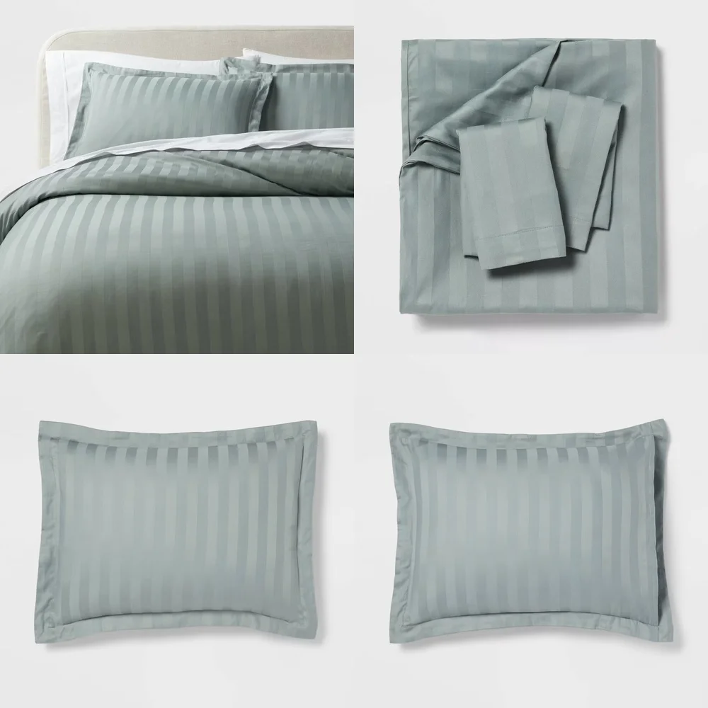

Duvet Cover3pc Full Queen Luxe Stripe Damask Duvet Cover Set Light Teal Bedding Comforter Cover Pillow Sham Luxury Home Decor