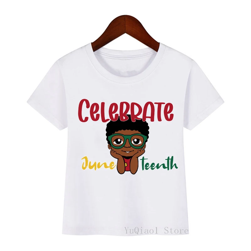 

New Third Juneteenth T Shirt Little Black Boy Print Melanin Kids Clothes Baby Toddler Teen Black Lives Children's T-shirt Top