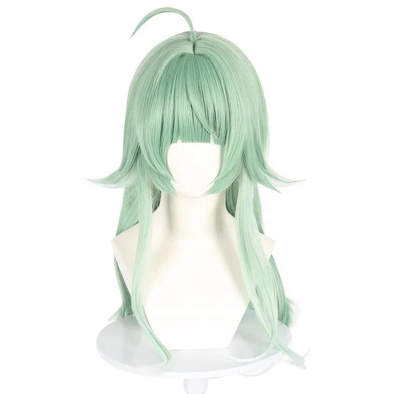 HuoHuo Wig Cosplay 50cm Long Green Straight Synthetic Anime Halloween Party Honkai Star Rail Cosplay Wig