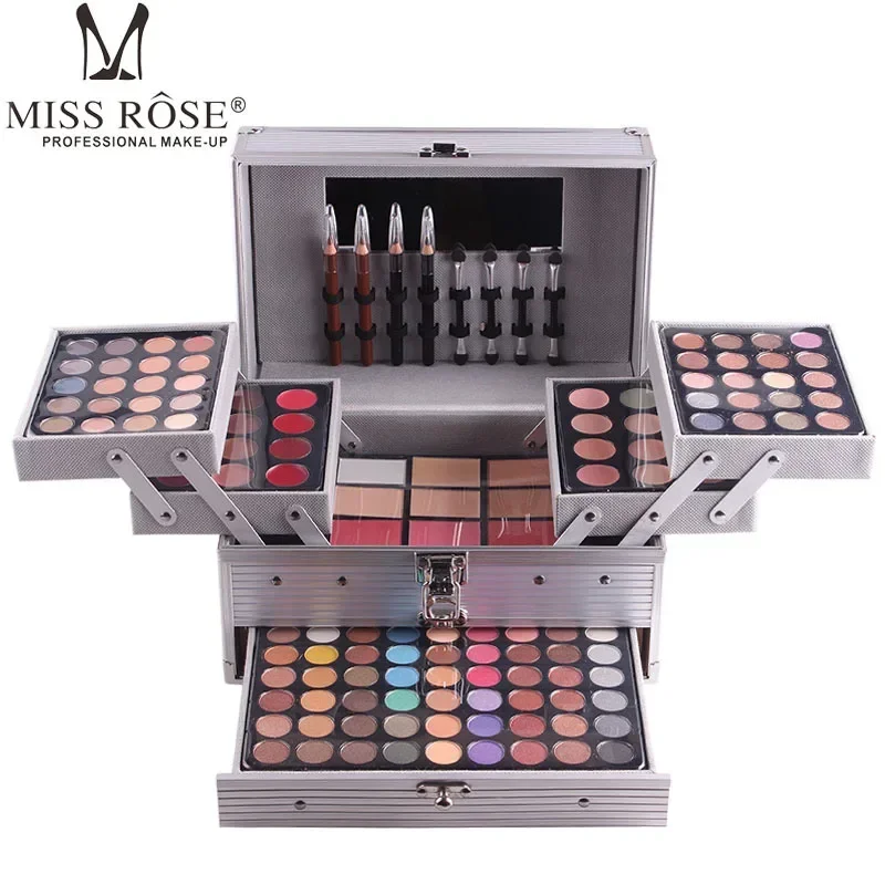 

Miss Rose Makeup Case Gift Set Kit-women Ultimate Color Combination-Holiday Cosmetics Eye Shadow Lip Gloss Blush Combo Palette