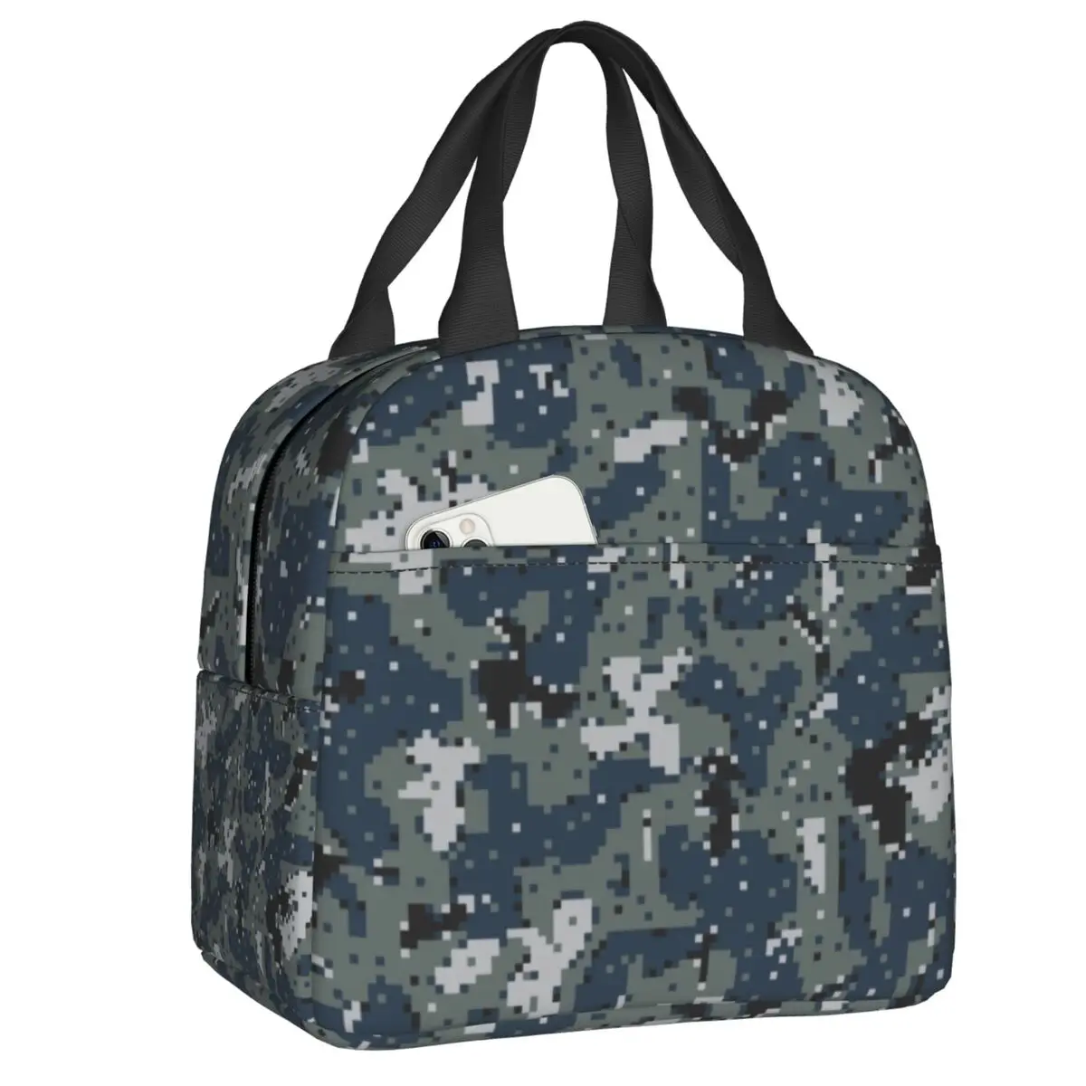 Custom NWU Digital Camo Camouflage Insulated Lunch Bag for Camping Travel Portable Cooler Thermal Lunch Box Women Kids