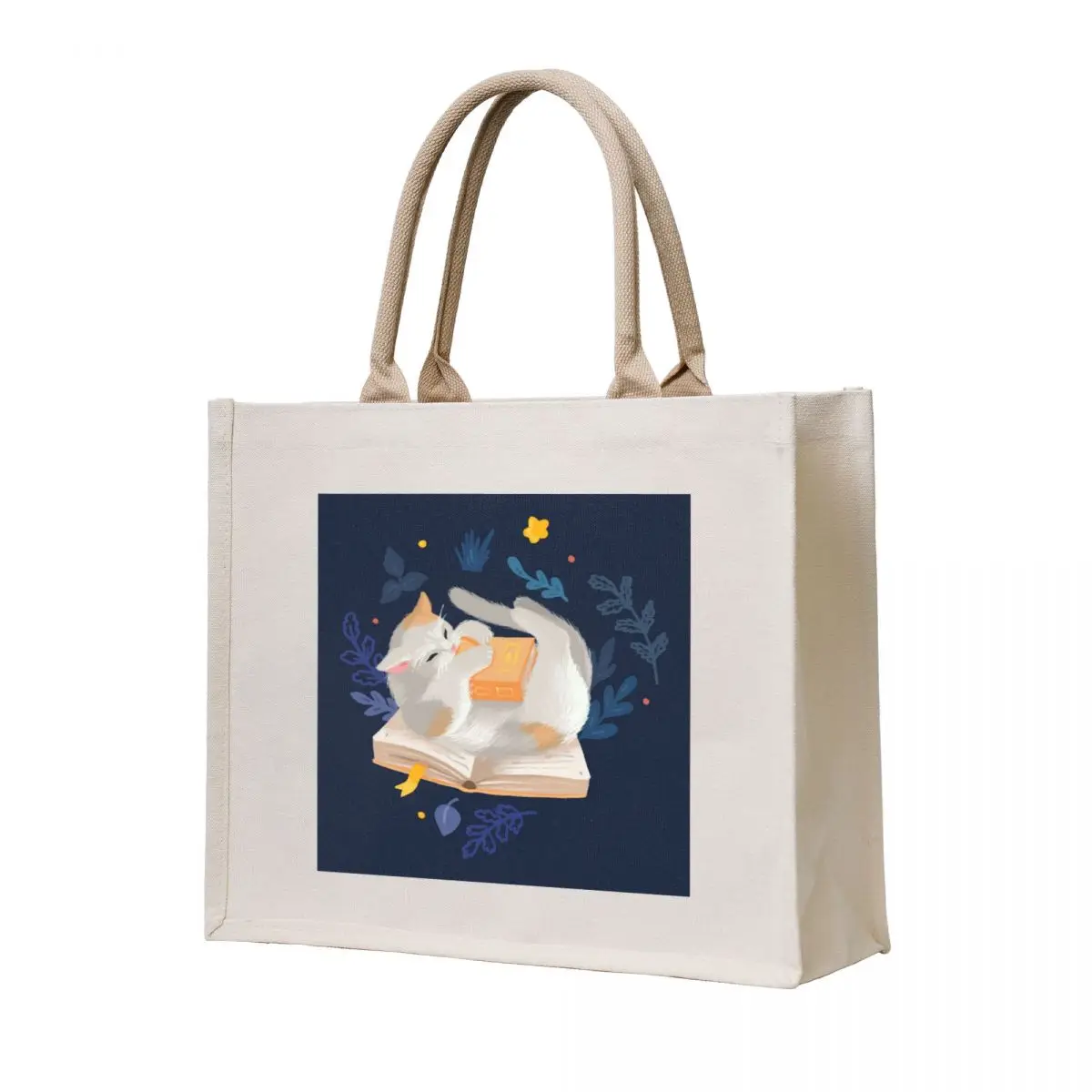 

Reading at night - biting cat Tote Bag canvas tote sacs de shopping shopper bag woman
