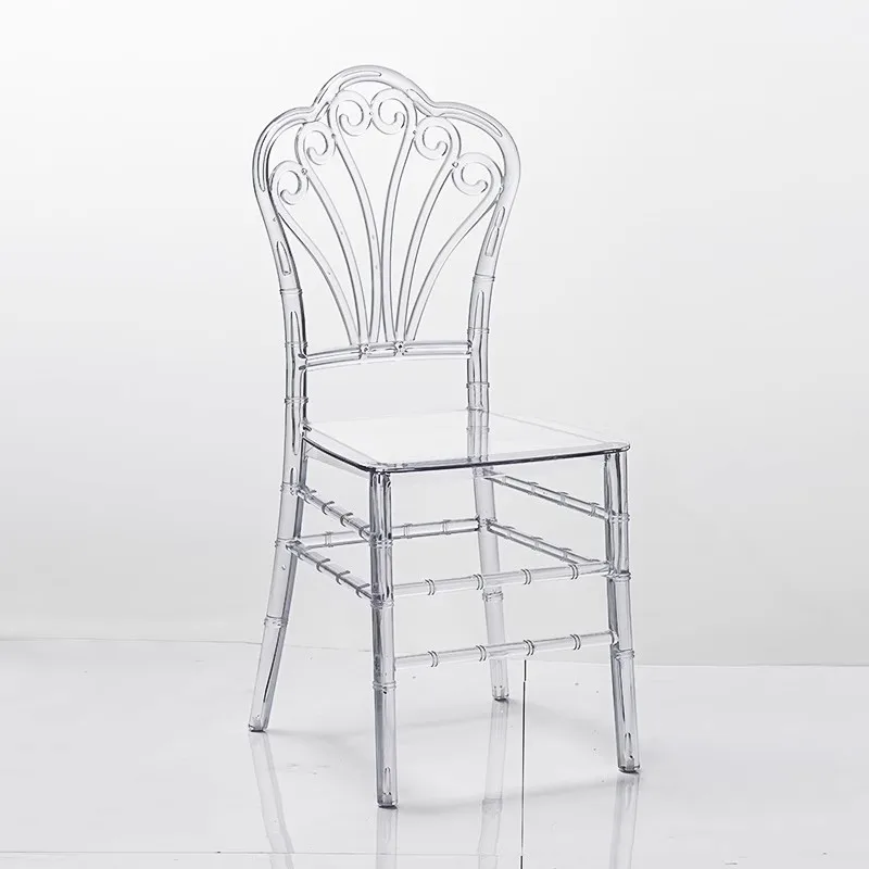 High-End And Luxurious Crystal Transparent Chair, Modern And Simple Clear PC Adult Backrest Chair, Hotel Wedding Chiavari Chair