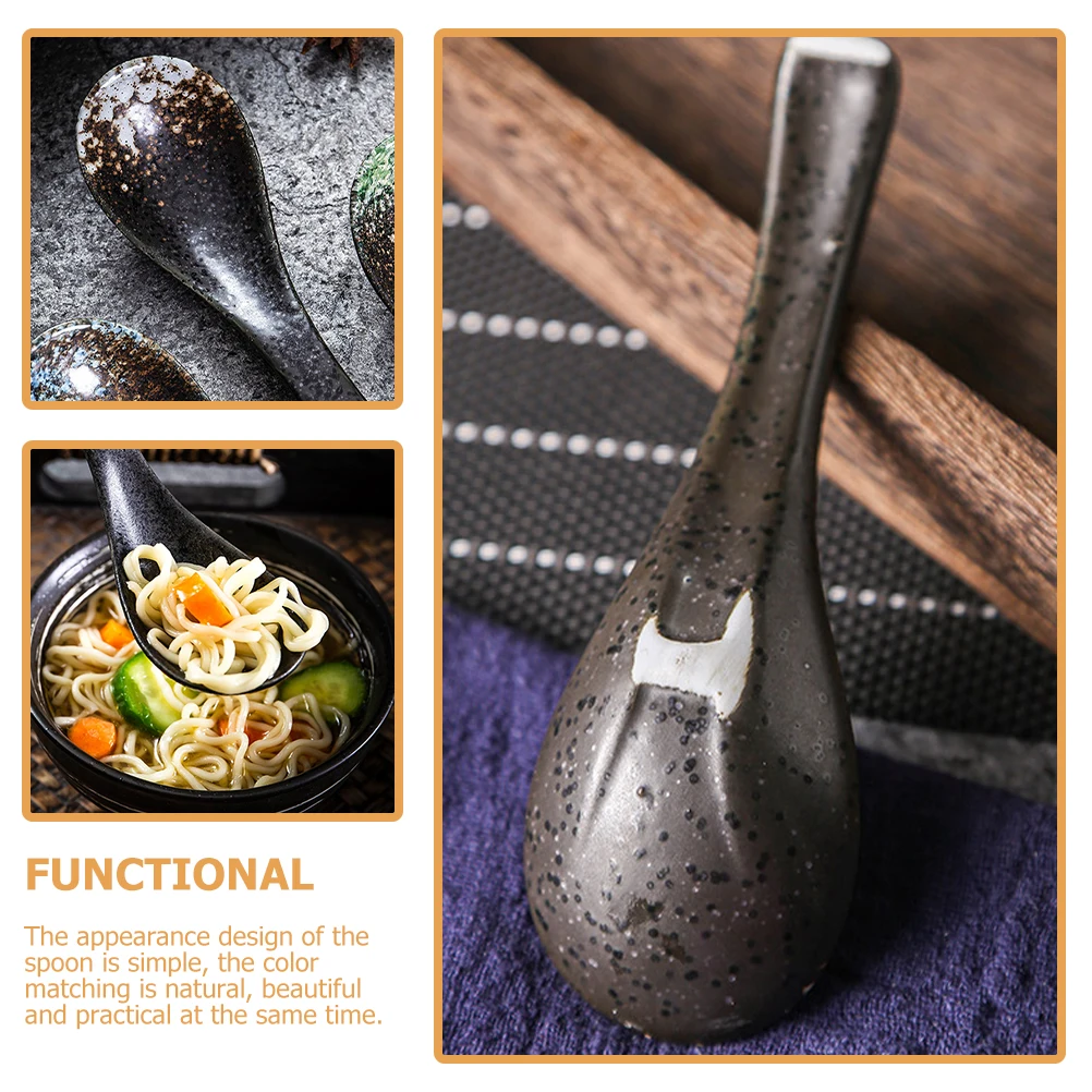 

4Pcs Japanese Style Soup Spoon Ceramic Heat Resistant Fine Craftsmanship Anti Scalding Household Dining Tool for Porridge Rice