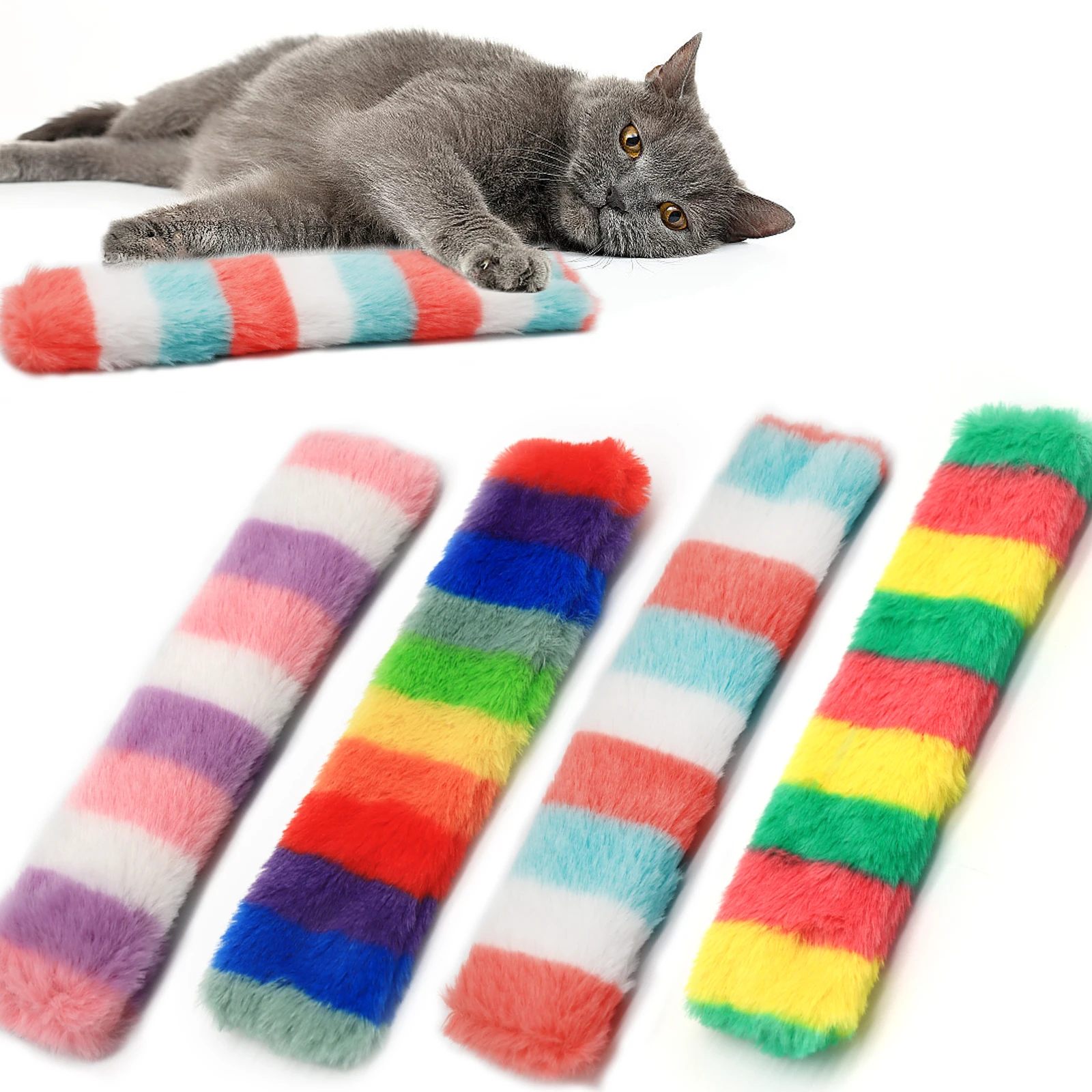 1Pcs Cat Pillows Refillable Catnip Crinkle Paper Fuzzy Toys Crinkle Sound Kitten Plush Toy Interactive Cat Kicker Kitty Exercise