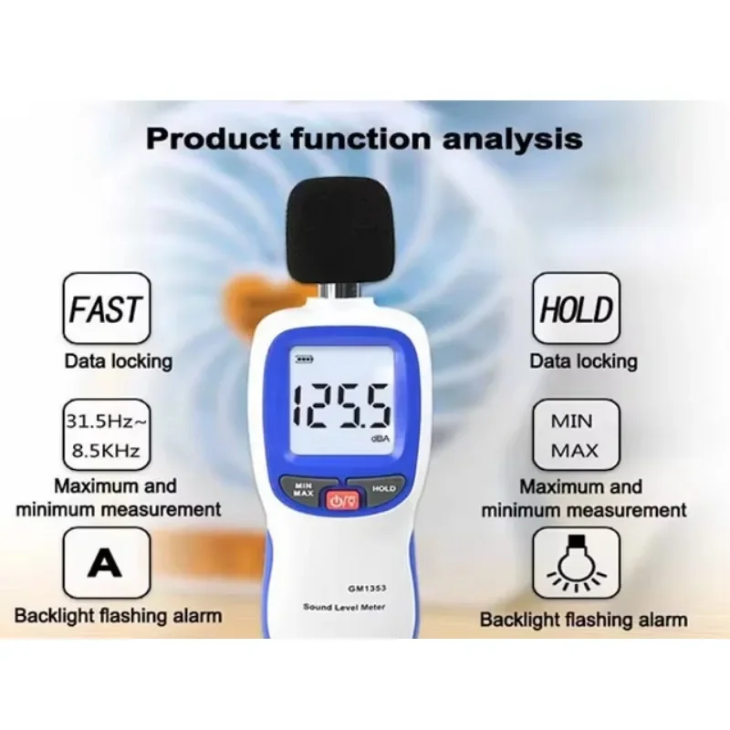 เครื่องวัดเสียง dBA 30 ~ 130 dBA ระดับเสียงเดซิเบลเครื่องวัดดิจิตอลแบบมือถือ dB เมตร dosimeters ไมโครโฟนอัตโนมัติเครื่องมือวินิจฉัยรถยนต์