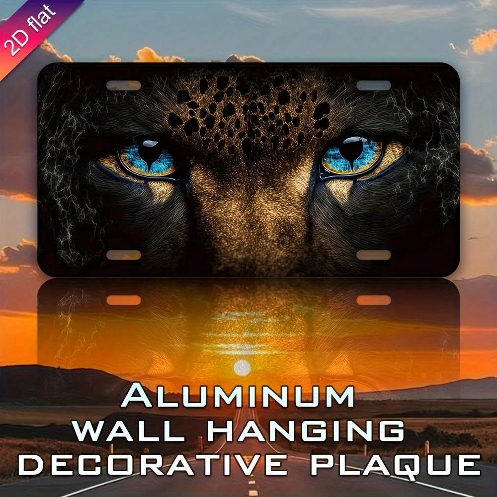 Aluminum License Plate with a 2D Flat Print of a Lion, Measuring 15.24X30.48 cm, Designed Solely for Decorative Purposes And Sui