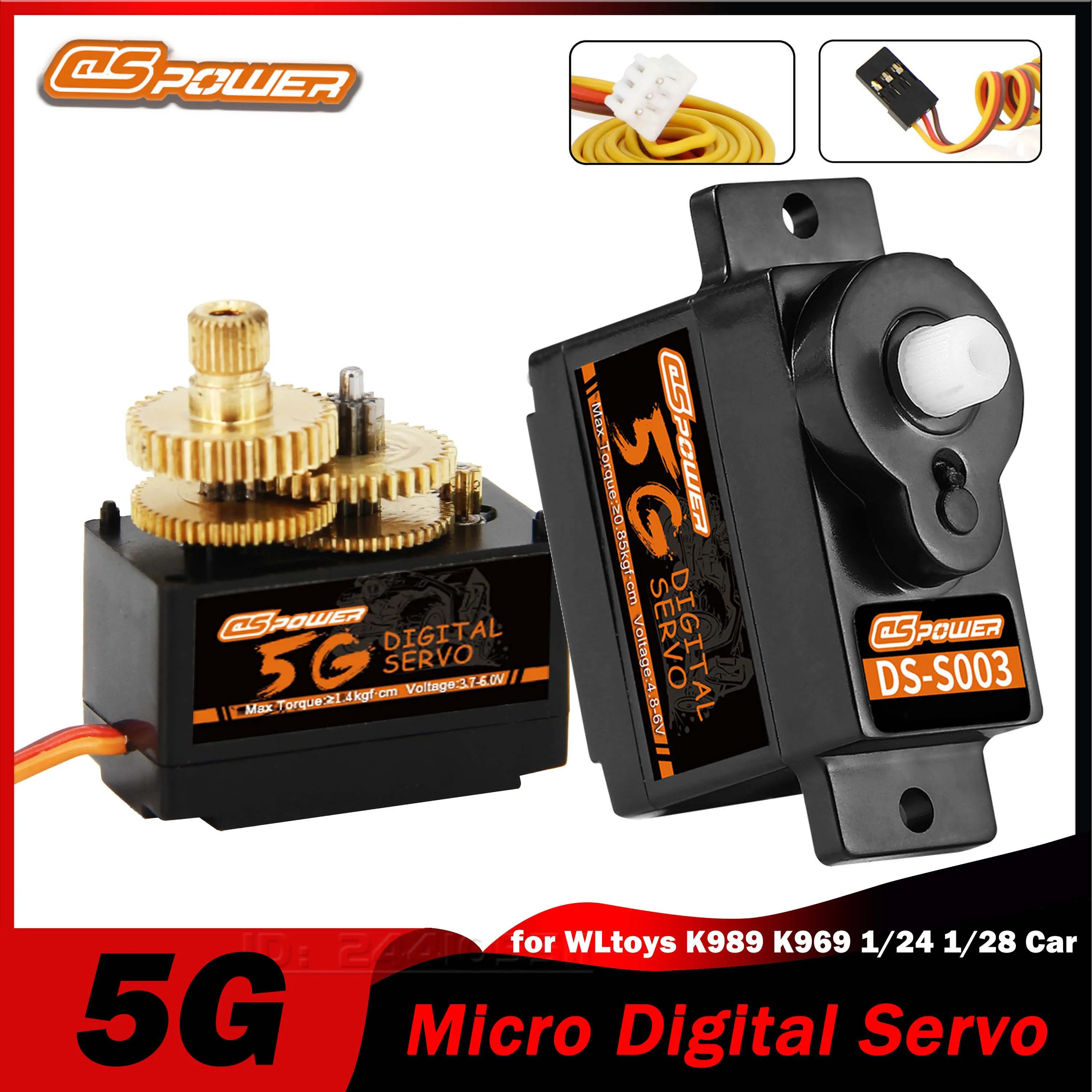 DSPOWER Micro Servo Numérique 5g à Engrenages Plastique/Métal pour Hélicoptère WLtoys K989 K969, Voitures de Course Mini Rally Drift 1/24 1/28