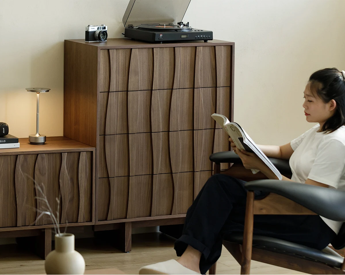 

Solid wood four-chest cabinet master bedroom drawer cabinet living room against the wall sofa side cabinet medieval style