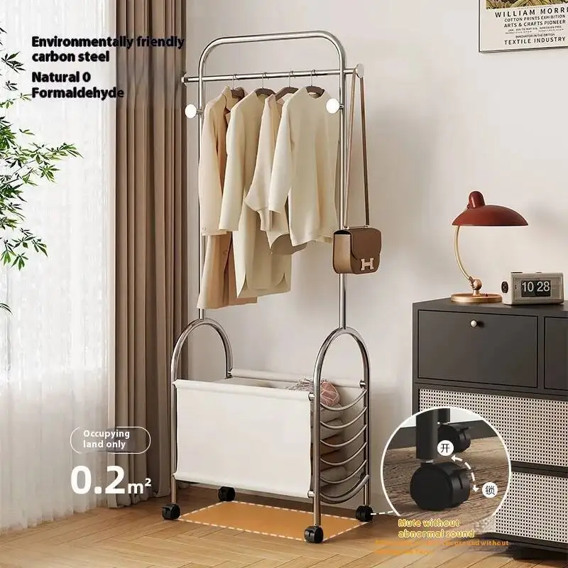 Stainless Steel Standing Clothes Rack Freestanding Garment Hanger Organizer Storage Rack for Living Room