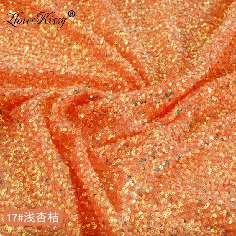 3MM Mesh Sequin Fabric DIY Sewing Wedding Party Dresses 23 Colors Glitter Fabric Children\'s Clothing Fabric Wide:125CM