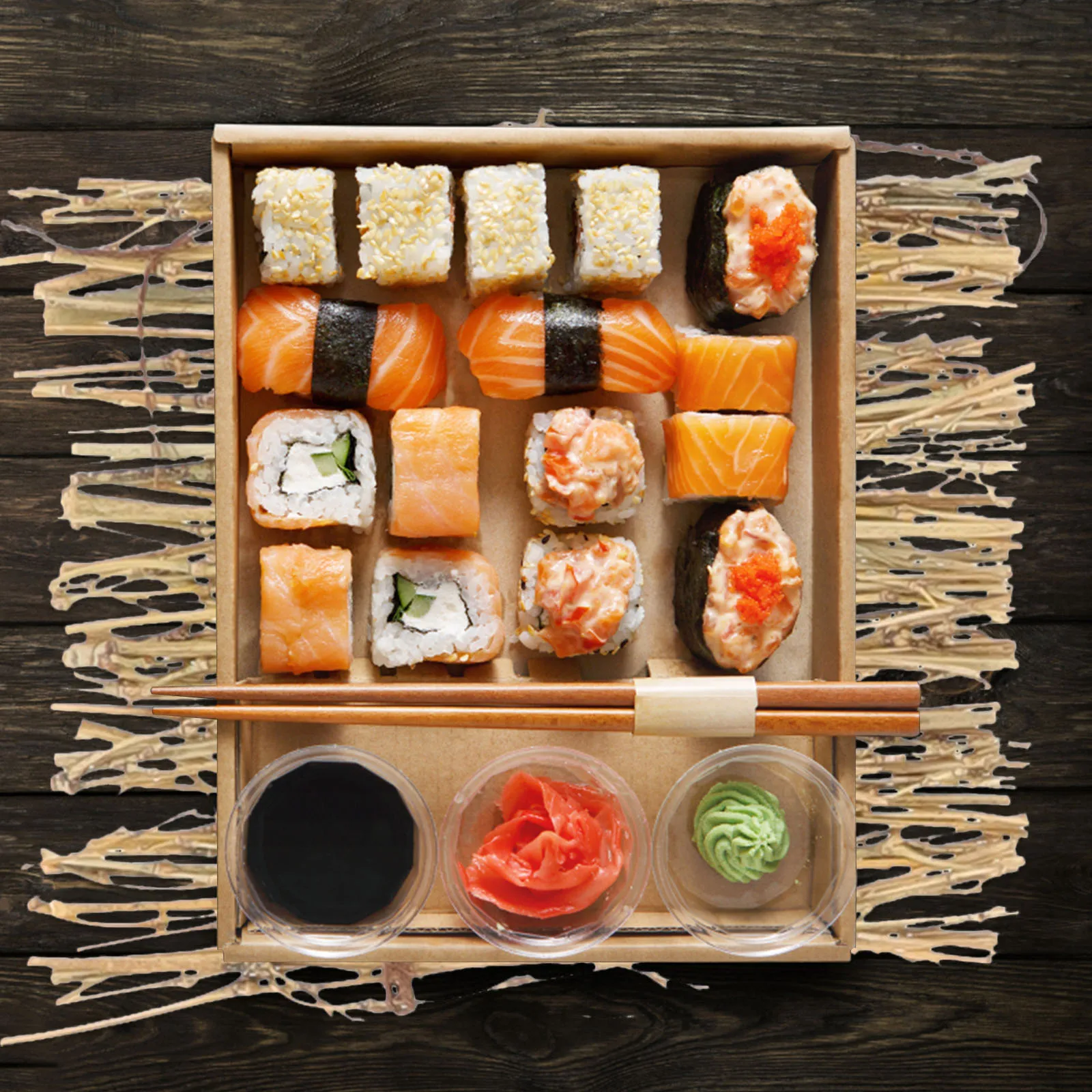 

1Set Japanese Bamboo Sushi Decor Sashimi Mini Fence Mat Ornament Restaurant Home Food Display Tool Sushi Bamboo Decor