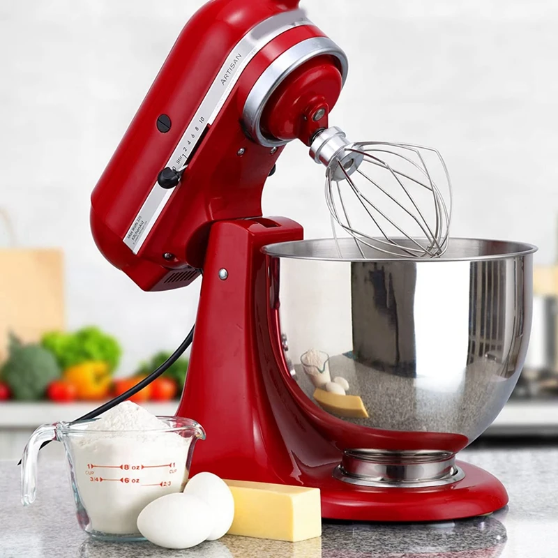 1 Buah Mangkuk Baja Tahan Karat Perak untuk Kitchenaid 4.5-5 Quart Tilt Head Stand Mixer, untuk Kitchenaid Mixer Bowl, Pencuci Piring Aman