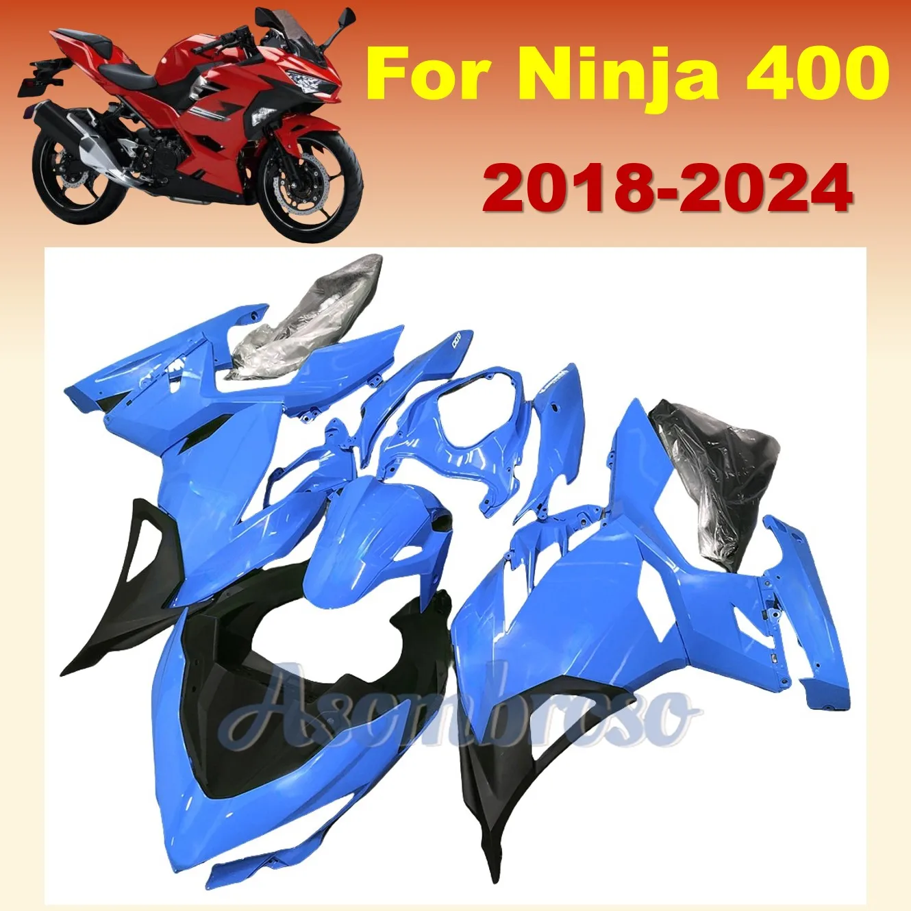 

Комплекты обтекателей для мотоцикла, подходящие для Ninja400 EX400R 2018 2019 2020 2021 2022 2023 2024, синий кузов, полный комплект, комплект обтекателей