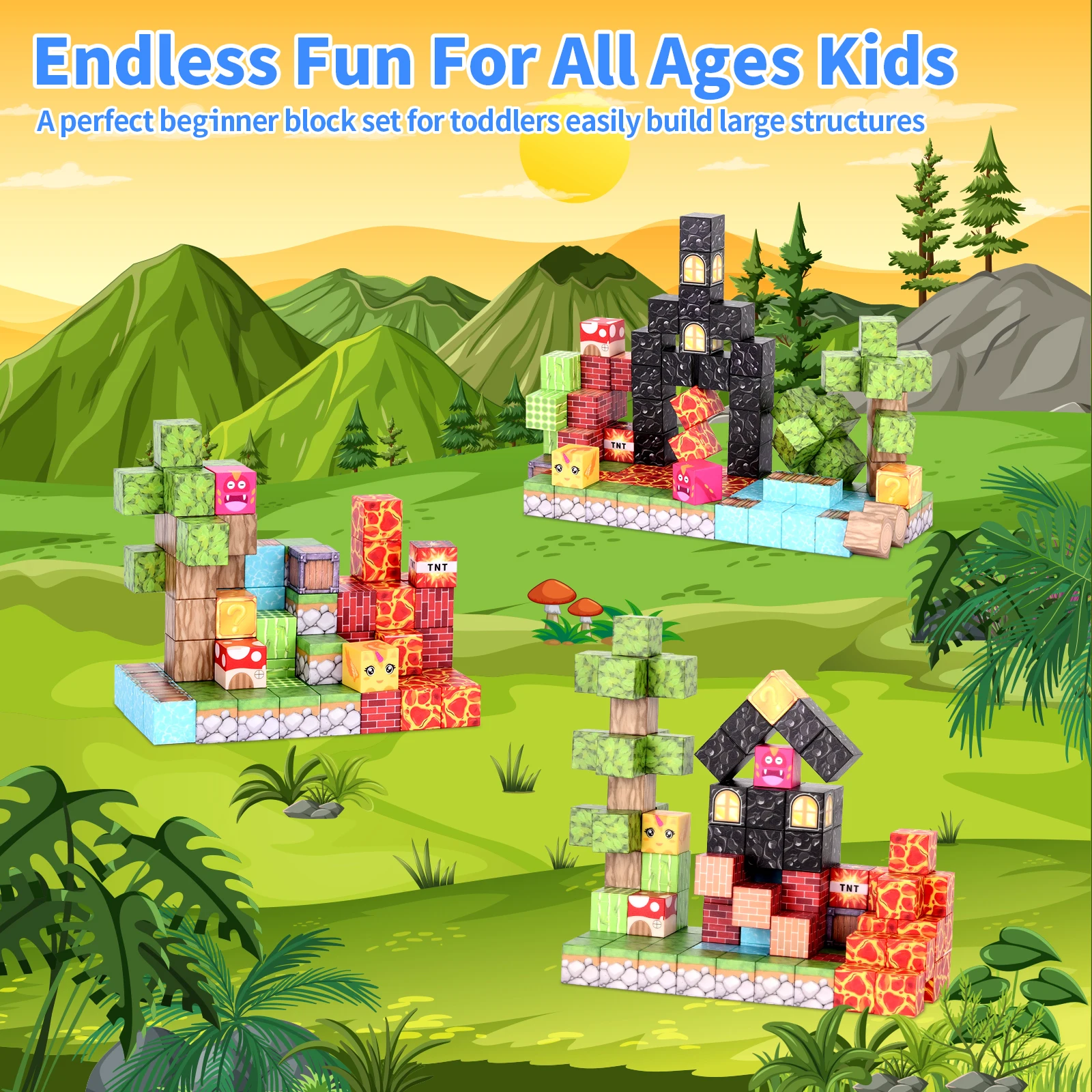 مكعبات البناء المغناطيسية من لافا ومكعبات البناء المعماري: للأطفال 3+. تصميمات DIY متنوعة، هدايا العيد المثالية للأطفال