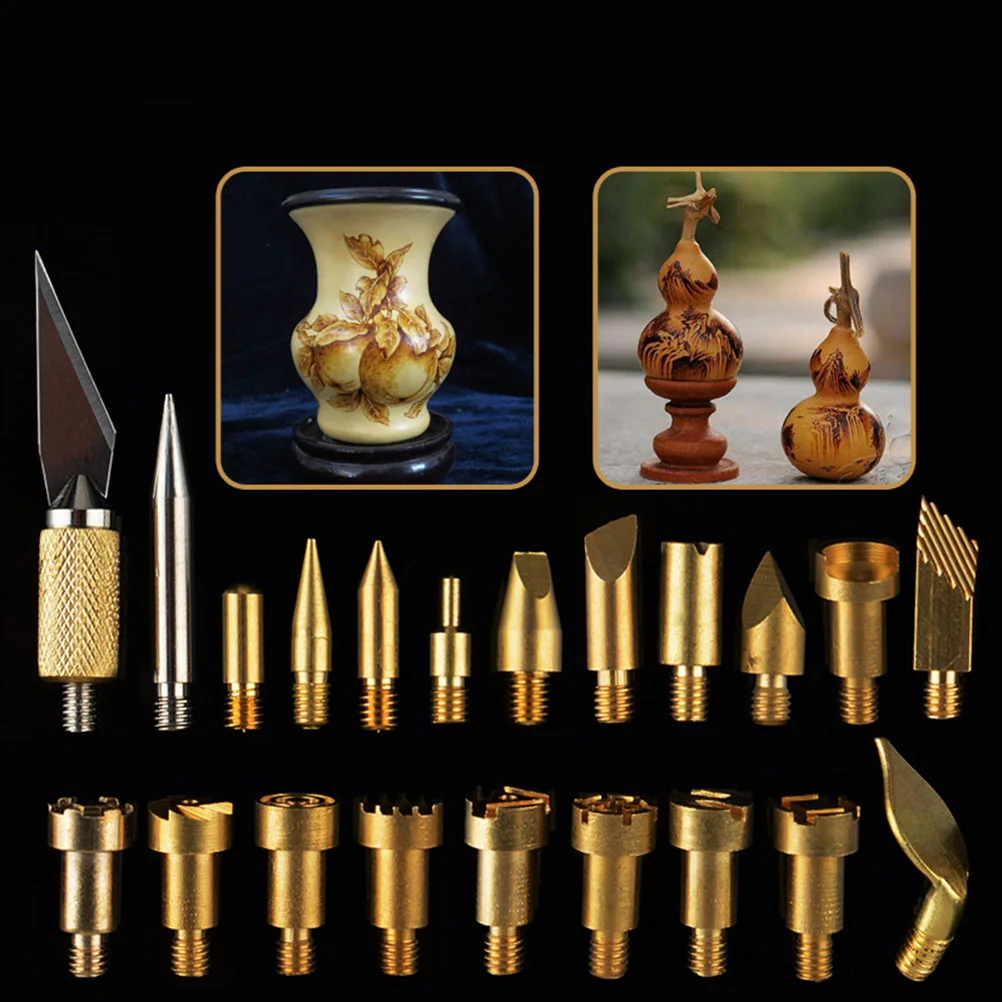 

22pcs Copper Soldering Iron Tips Rust Resistant Lightweight Durable Unique Design Compatible With Soldering Iron For Wood