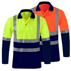 Hi Vis Long Sleeve t Shirt Hi Vis Work Reflective Safety Long Sleeve Polo t-Shirt EN20471 Class 2