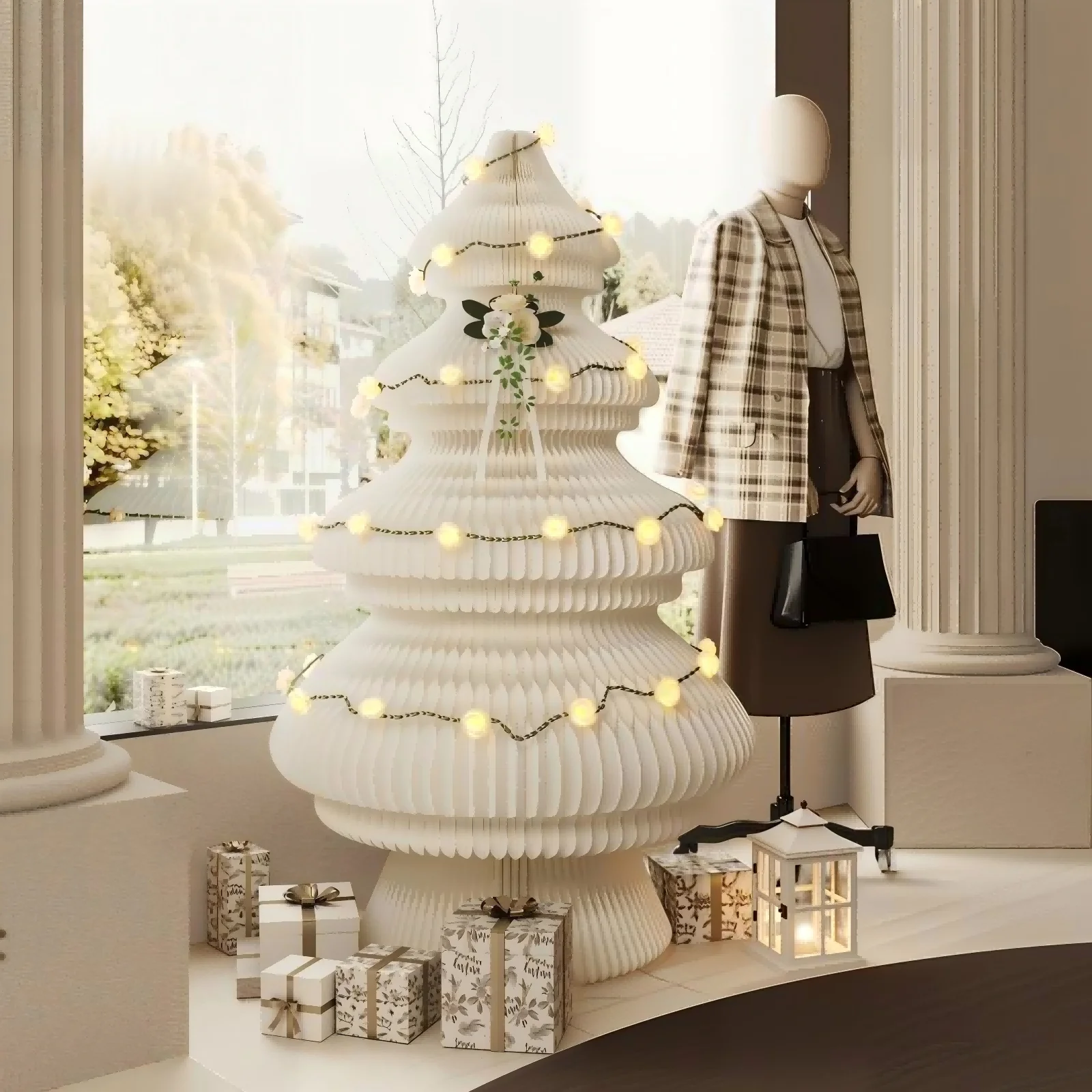 Foldable Lightweight Large Decorative Christmas Tree Ornament For Commercial Use