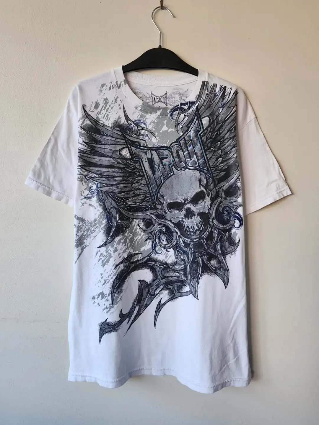 

American Vintage TAPOUT New Cotton T-shirt Y2K Gothic Wings Skull Print Short Sleeve Men Hip Hop Fashion Punk Trend Loose Tops