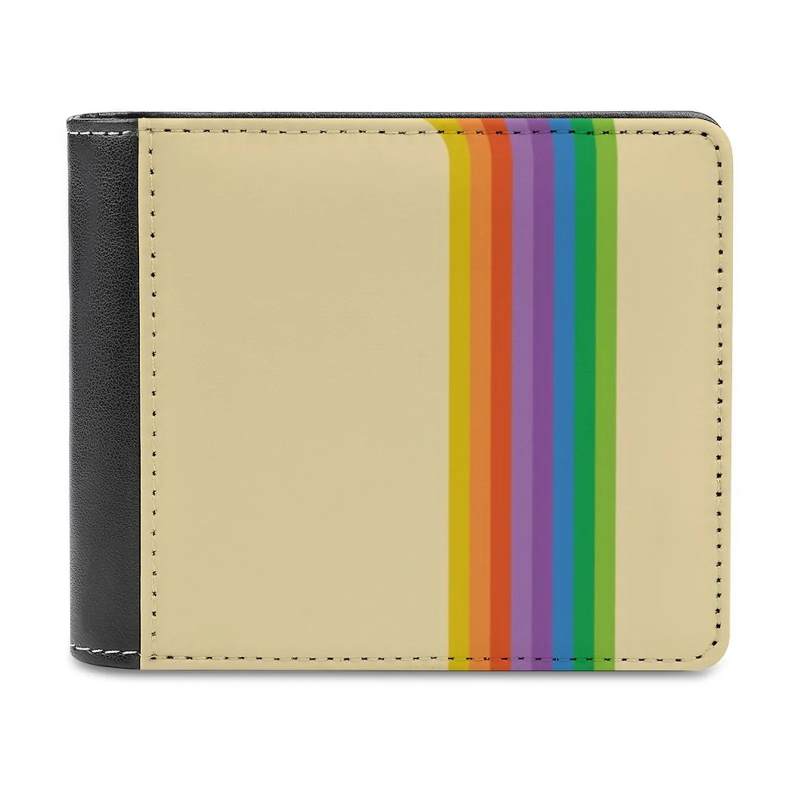 

Retro Leather Wallet Men Classic Black Purse Credit Card Holder Fashion Men's Wallet Retro Macintosh Rainbow Colours Case