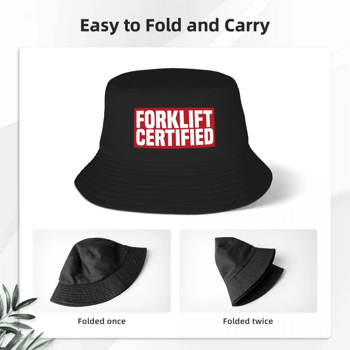 Trendy Forklift Certified Bucket Hats For Unisex Packable Truck Driver Bob Hat Spring Headwear