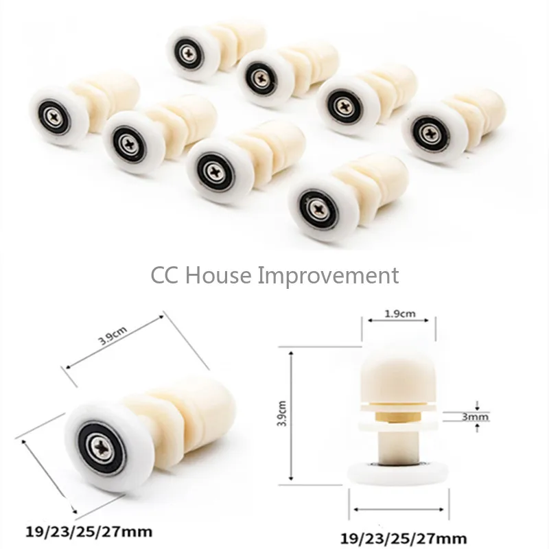 ドアランナー/ホイール付きシャワーローラー,8ピース/ロットmm,19mm,23mm,25mm,27mm