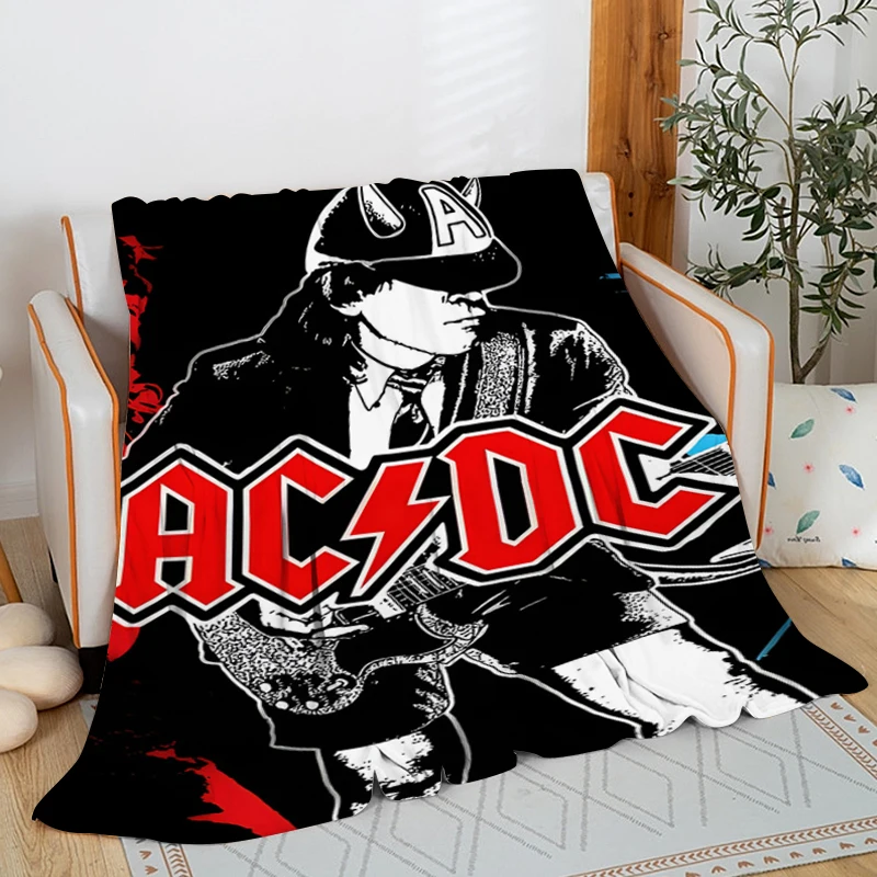 

Bed Blanket Sofa Winter Rock A-ACDC Warm Fleece Camping Custom Decorative Nap Fluffy Soft Blankets Microfiber Bedding King Size