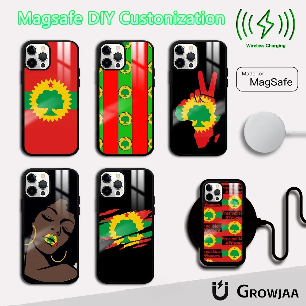 Autumu Oromo Flag Phone Case For iPhone 16 15 14 13 12 11 Pro Max Plus Mini Magsafe Mirror Wireless Magnetic Cover