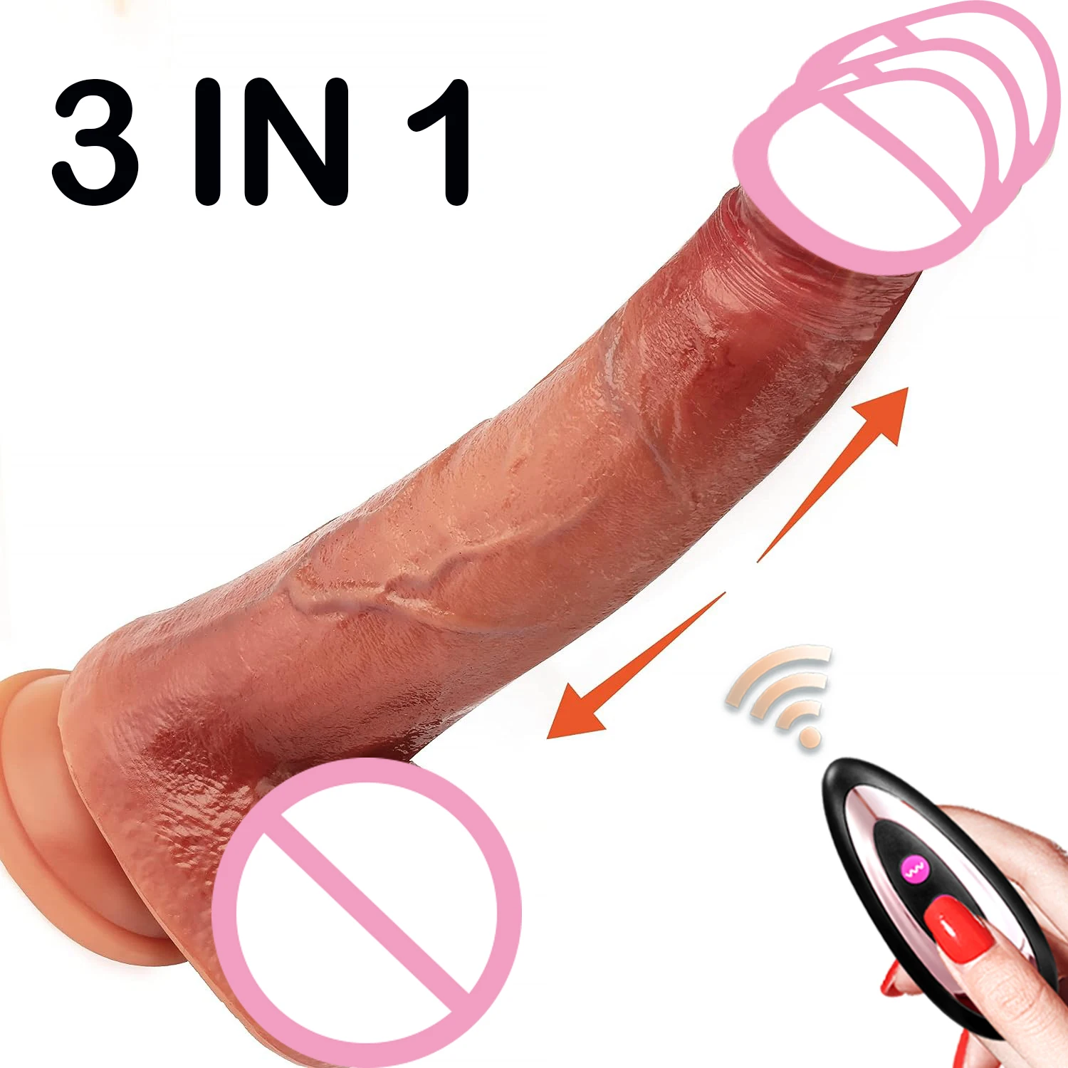 Vibrador realístico do vibrador do silicone para mulheres, pénis grande, aquecimento telescópico, dildos fêmeas, ponto de G, estimulação anal