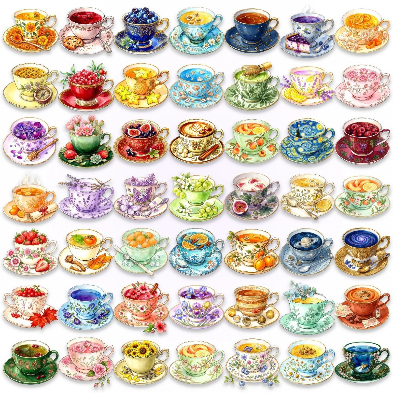 50-Pack Transparent PET Drink Cup Waterproof Stickers for Phone Computer Notebook Decoration Graffiti Artistic Water Cup Decor