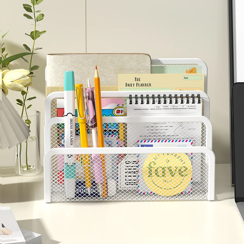 Desk Mail Organizer Small File Holders Letter Organizer Metal Mesh Document/Filing/Folders/Paper Organizer for Desktop